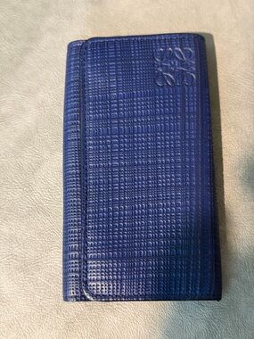 Loewe Made in Spain Navy Leather Key Holder with Metal Hooks